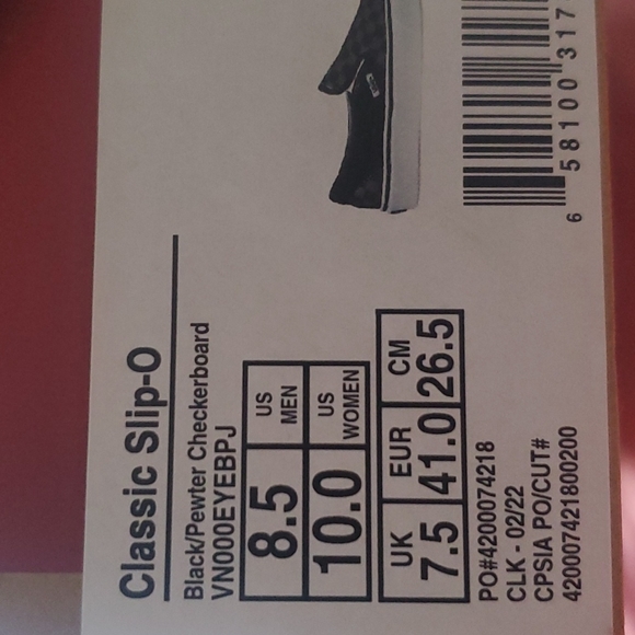 Vans Classic Slip-On Black Pewter Checkerboard Unisex Size U.S 8.5 Men/10 Women - Picture 4 of 14